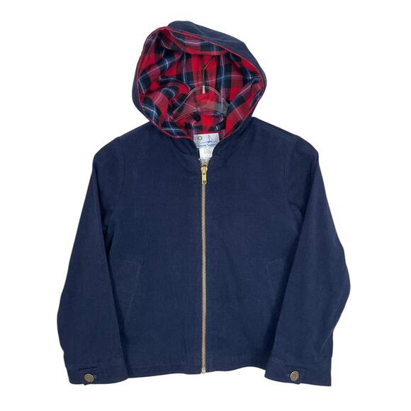 Florence Eiseman Other - Florence Eiseman Corduroy Full Zip Hooded Jacket Plaid Lined Navy Size 6 Classic